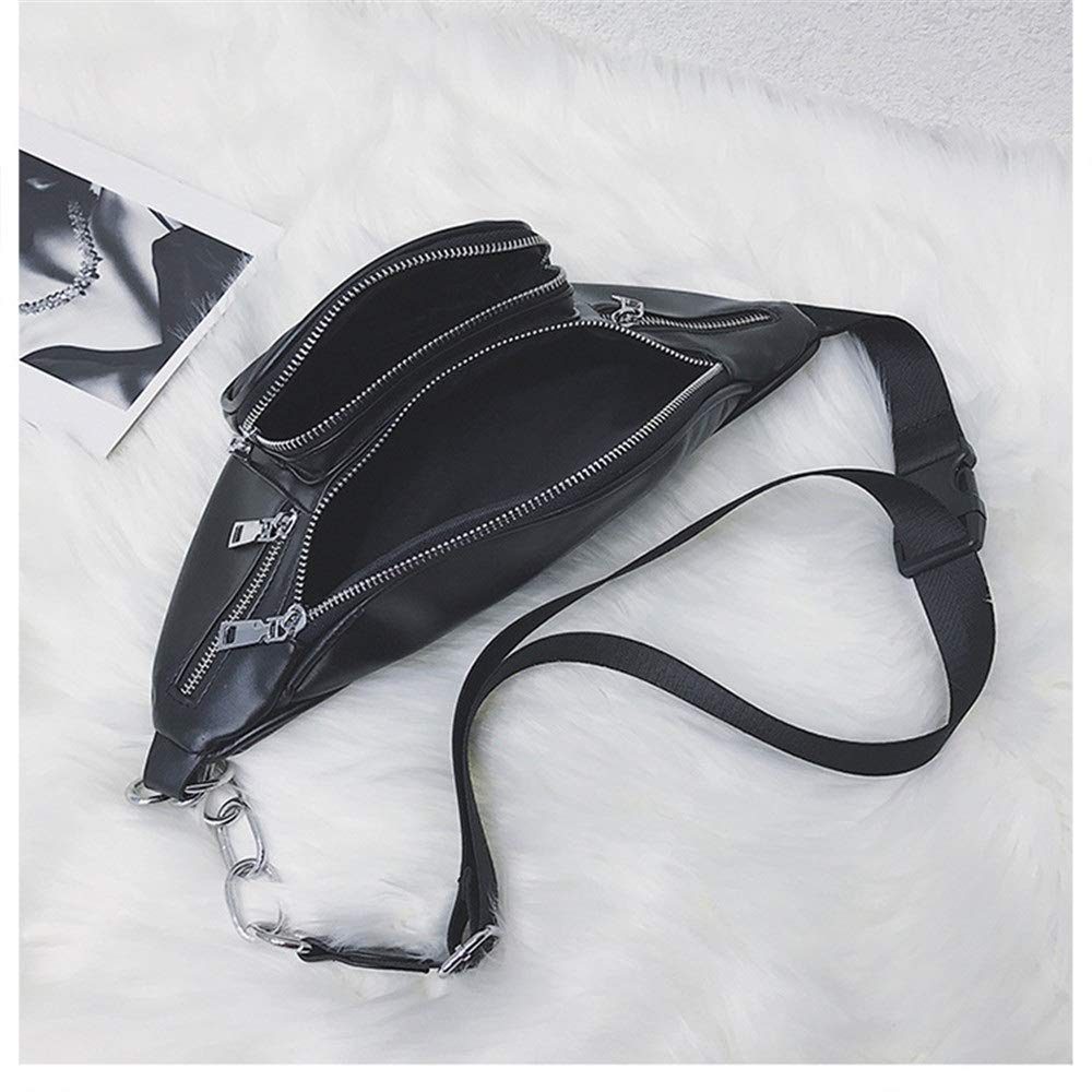 Bolsa de Cintura Riñonera Deportiva para Hombre, Mujer Moda Faux Leather Casual Cintura Fanny Chest Pack Hombro Crossbody Chest Bag Zippered Phone Pouch Monedero Bolso de Cintura Cangurera para Correr