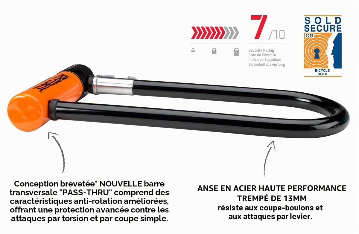 Kryptonite Evolution Mini9 Antivol U avec Support FlexFrame, Anse Acier trempé 13 mm avec Revêtement Vinyle, Niveau Sécurité 7/10, pour Vélos et Vélos électriques, 1,43 kg, 8,3 x 24,1 cm | Avec Support FlexFrame, Anse Acier Trempé 13 mm avec Revêtement Vi