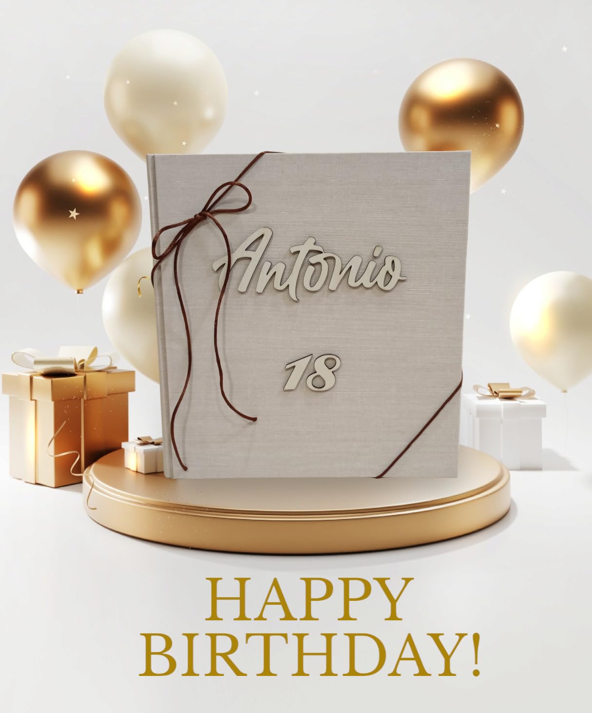 Album fotografico 18 anni artigianale in tela di lino con nome e numero in legno regalo originale qualsiasi compleanno anniversario legnoegrafite