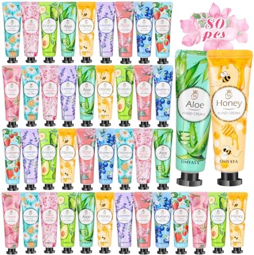 80 Pack Hand Cream Gift Set: Hand Lotion Travel Size, Teacher Appreciation Gifts, Hand Cream for Dry Cracked Hands, Mini Lotion Bulk, Small Gifts for Women Corworkers Nurse Birthday Party