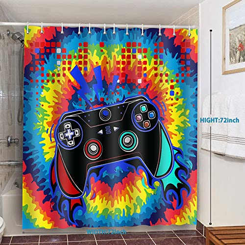 Gdmoon Gamer Shower Curtain Boys Video Game Colorful Graffiti Hip Hop For Boys Gaming Black Gamepad Modern Cool Kids Teens Gift Bedroom Decor Bathroom Curtain With 12 Hooks 72X72In Ylrlgd797 #TOP1