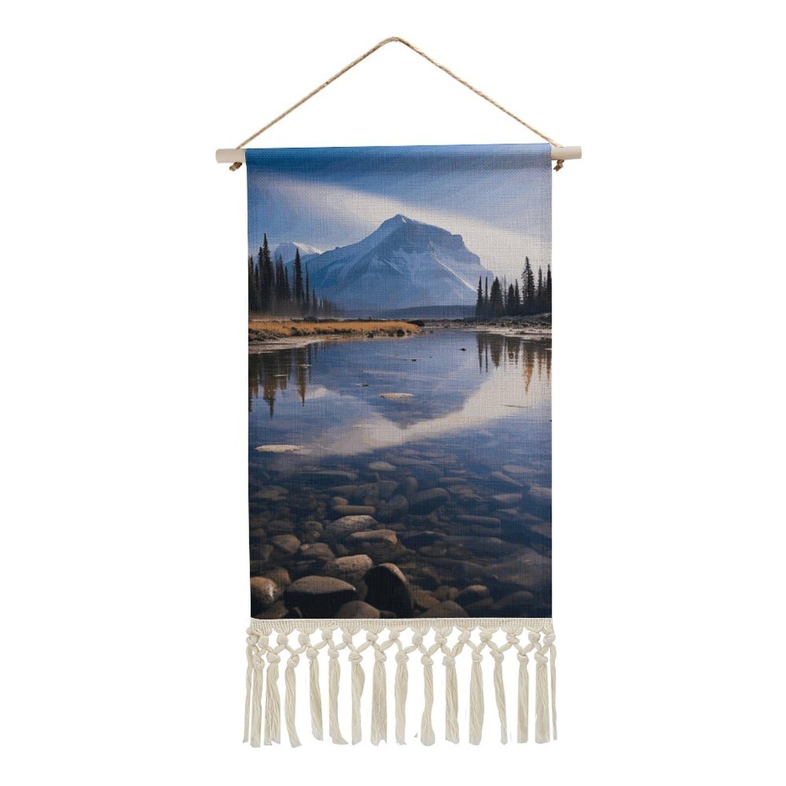 BTCOWZRV Cotton And Linen Hanging Poster with Tassels, Magnificent View in Banff Wall Hanging Tapestry Vintage Wall Art Painting Modern Artwork Decoration for Home Decor Ready to Hang 10x19.6 in