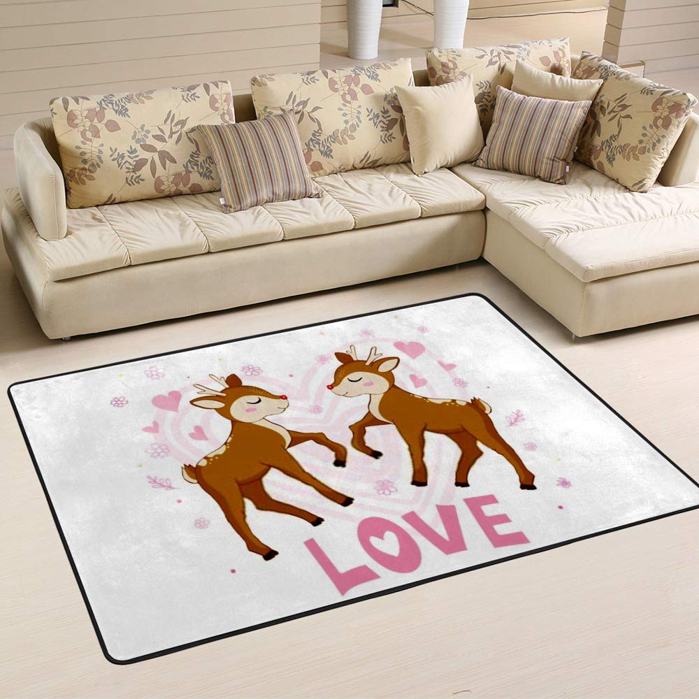 Tapis microfibre polaire CHEHONG anti-boulochage au motif cerf élégant 72x48