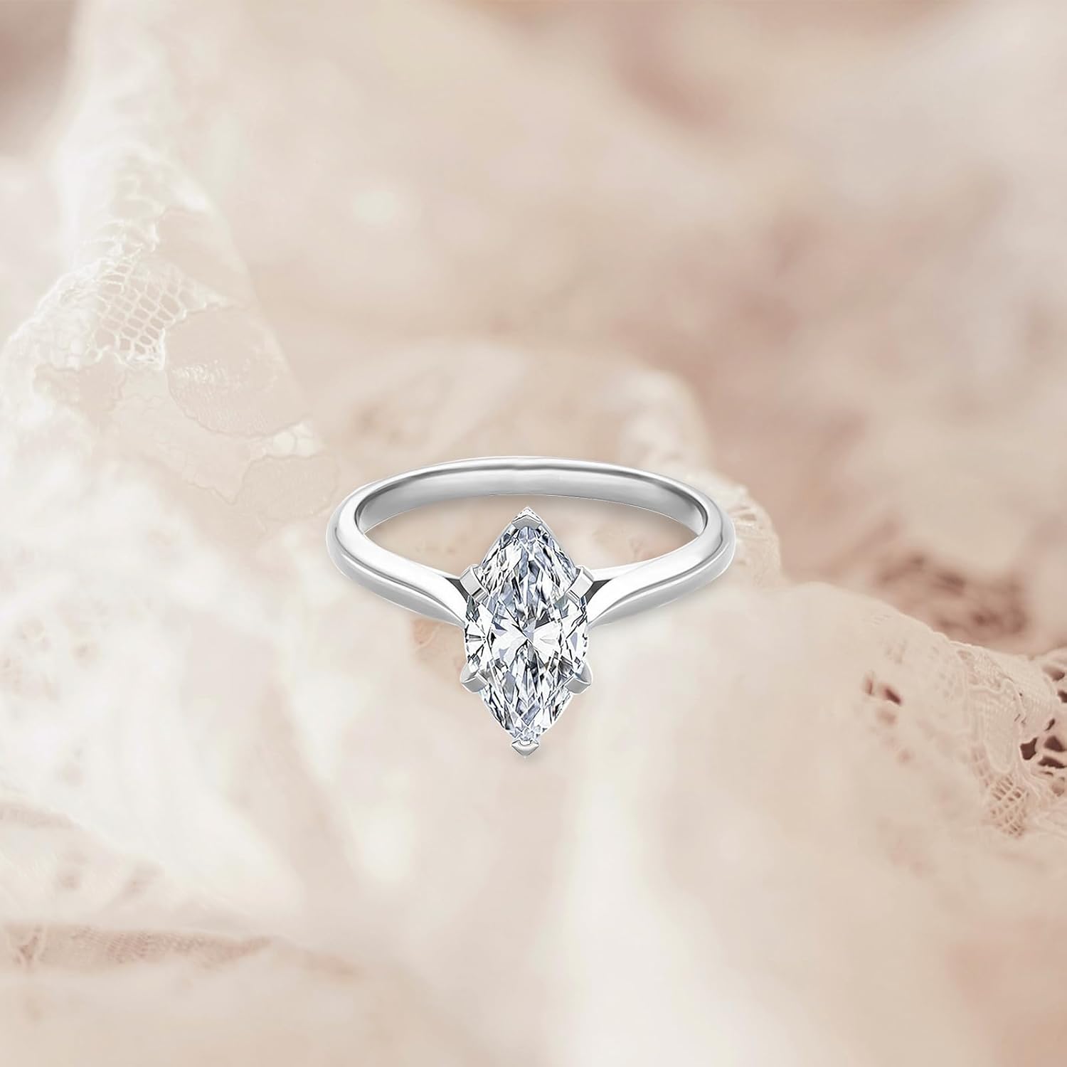 1-3ct Center Moissanite Marquise Shaped Engagement Rings 925 Sterling Silver 10K 14K 18K Solid Gold Wedding Ring with Engraving