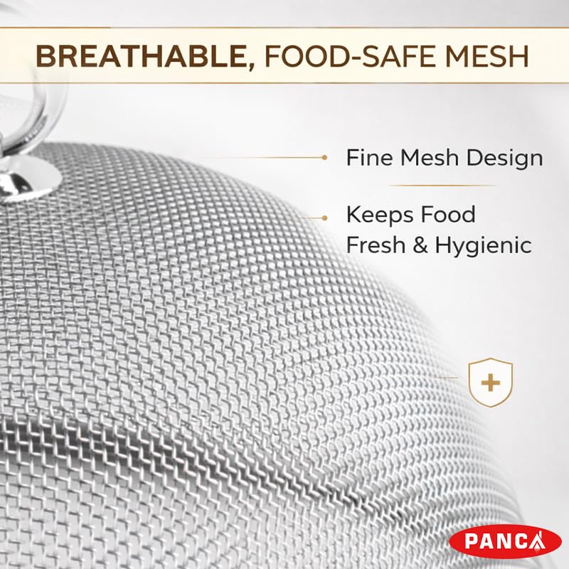 PANCA Metal Mesh Food Cover Dome 28 cm | Fly & Mosquito Proof Plate Serving Cover | Kitchen Accessories | Reusable Net Jali with Fine Steel Mesh | Picnic, Outdoor Dining & Home Use 3