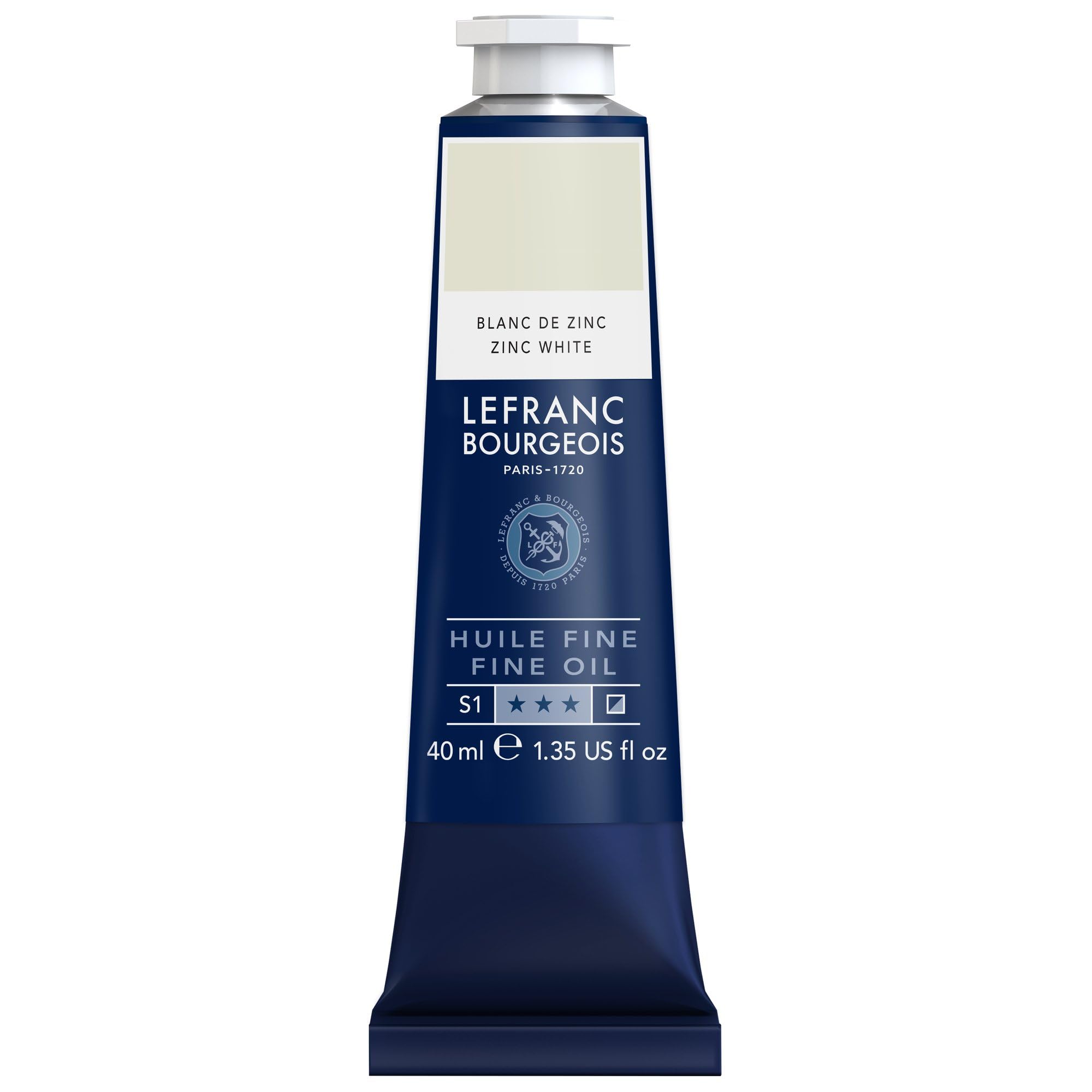 Lefranc Bourgeois 301801 Pintura al óleo fina de calidad, resistente a la luz y de consistencia uniforme, tubo de 40 ml, ideal para lienzos y tableros de pintura, blanco cinc