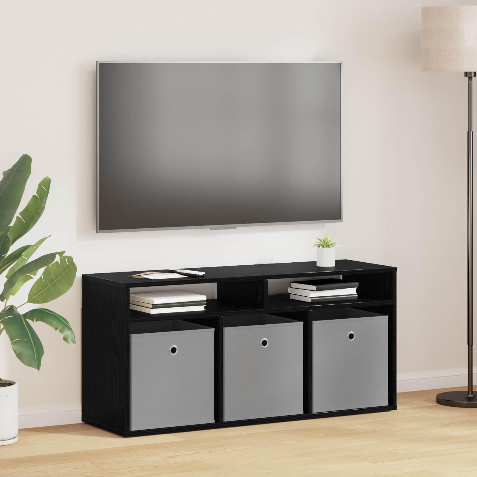Table basse avec rangement en chêne noir pour vos soirées cinéma en famille
