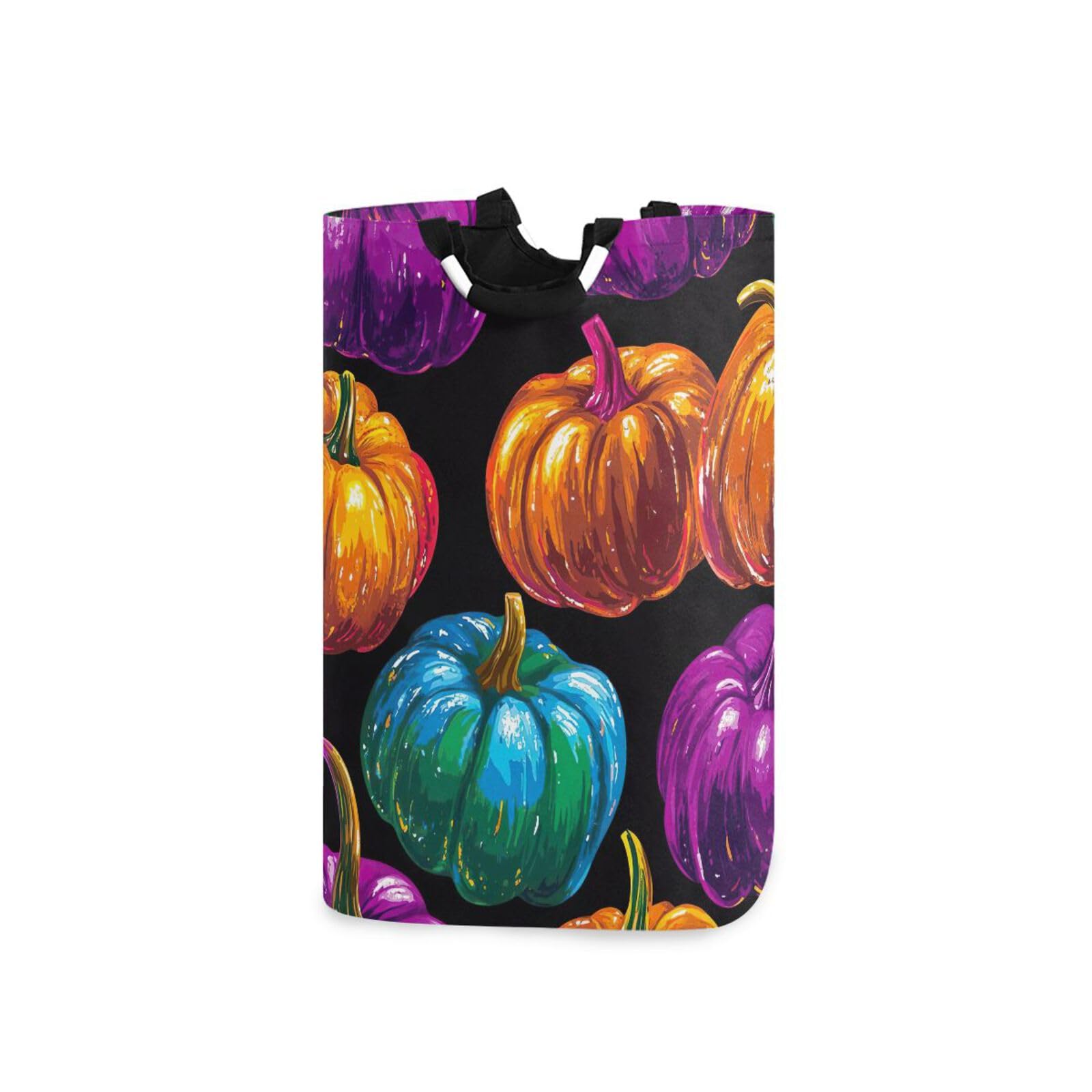 Jihqo Laundry Hamper Basket Halloween Colored Pumpkins Collapsible Nursery Storage Bin Waterproof Clothing Baskets for Home Bedroom Bathroom Washing Room