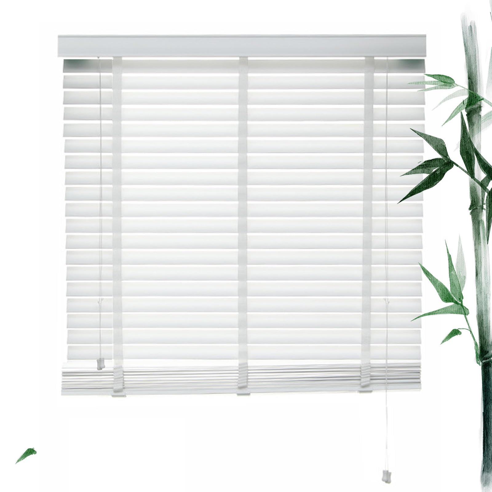 Jalousie Aus Holz Für Fenster,50mm Horizontale Lamellen,Weiß,Horizontale Jalousetten Für Das Heimbüro,Jalousien Aus Echtem Holz, Wärmeisolierte Sichtschutzvorhänge,WxH-40x120cm(15.7x47in)