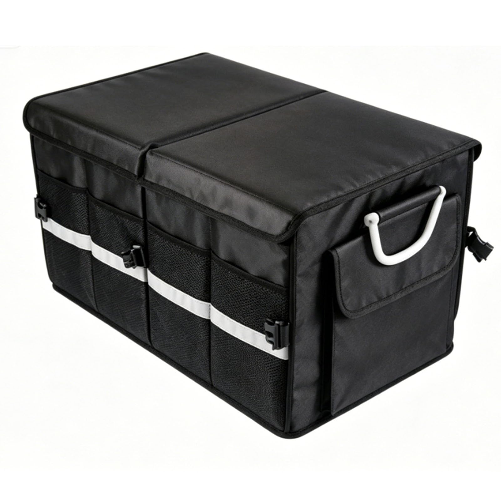 Cocoarm Organizer do Bagażnika Samochodu z pokrywą, Składany Organizer do Bagażnika SUV z Tkaniny Oxford 1680D, Składany Schowek o Pojemności 55 Litrów z 3 Przegródkami, Wodoodporny Schowek w (Bez