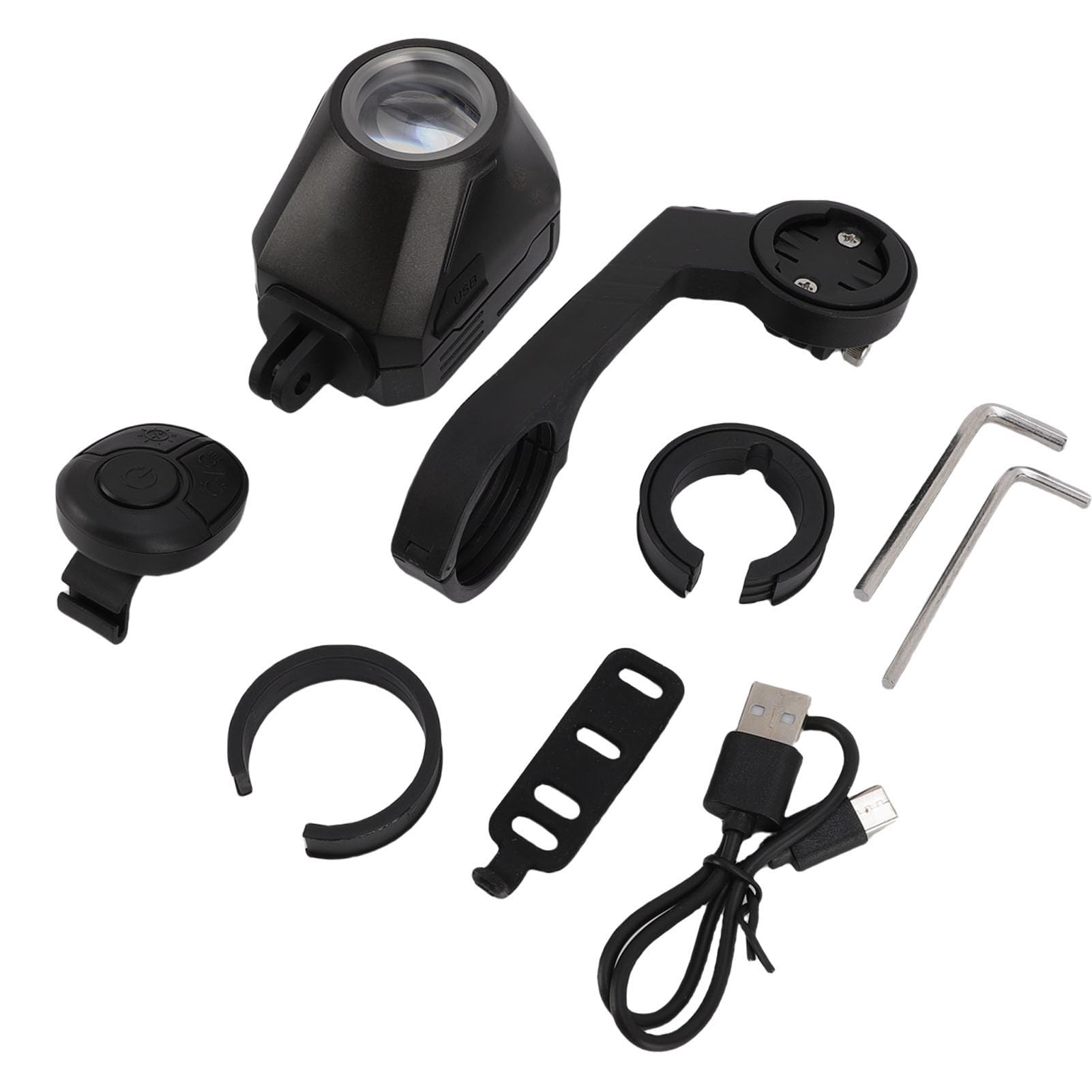 Generic Faro per Bici con Telecomando Wireless Lampada a Sospensione Anteriore Ad Alta luminosità per Ciclismo con Staffa e Design Impermeabile per Materiale di Sicurezza in Lega di Alluminio