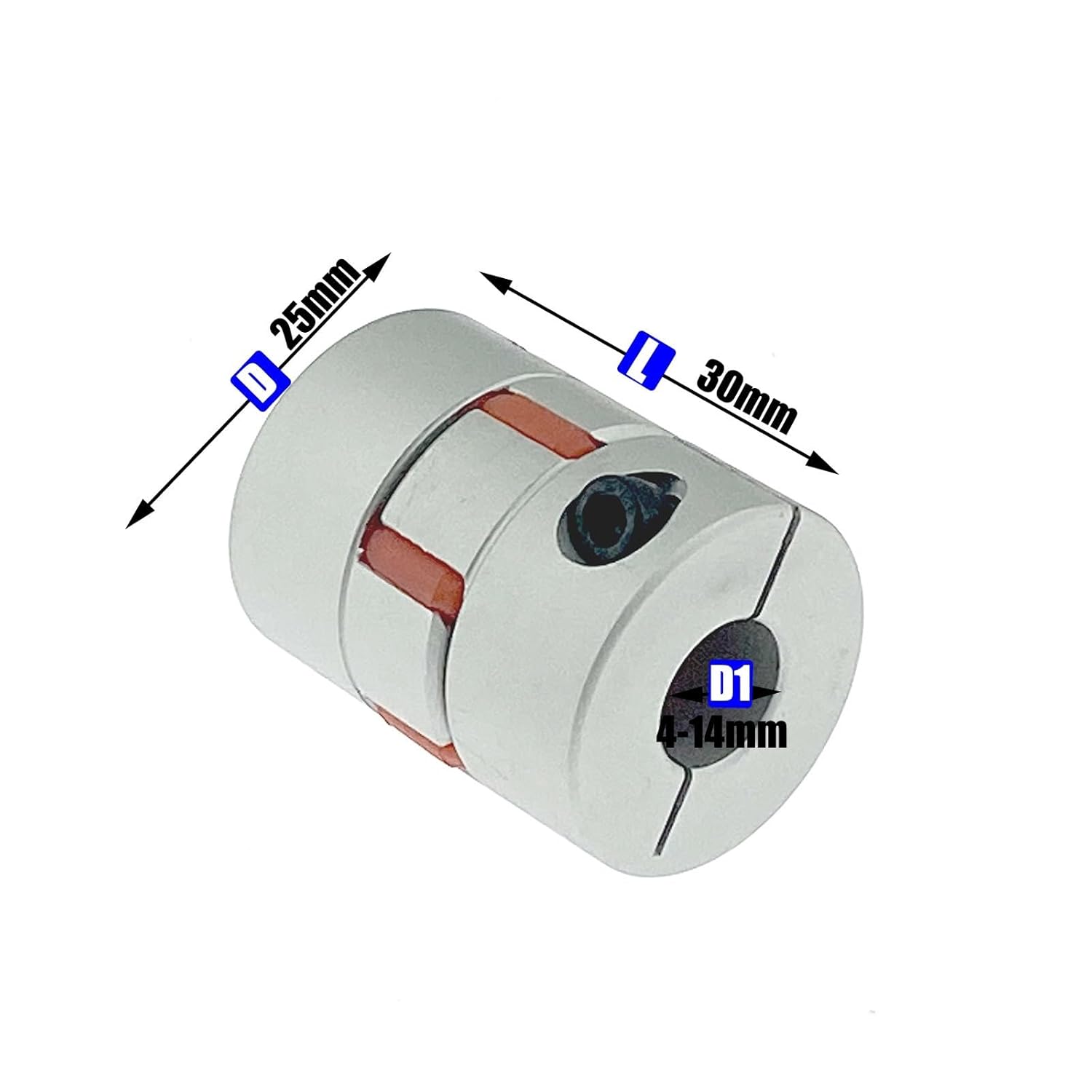 D25L30 Coupler D25 L30 Three Jaw Aluminium Plum Flexible Shaft Coupling Motor Connector Flexible Coupler 5/6/6.35/8/10/12mm 1Pcs(6.35x10)