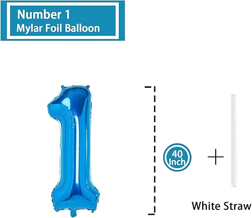 Miniatura 2 de Globo azul con el número 1 de 40 pulgadas, globos grandes de Mylar para 1 año de edad, decoración de fiesta de cumpleaños, boda, aniversario,