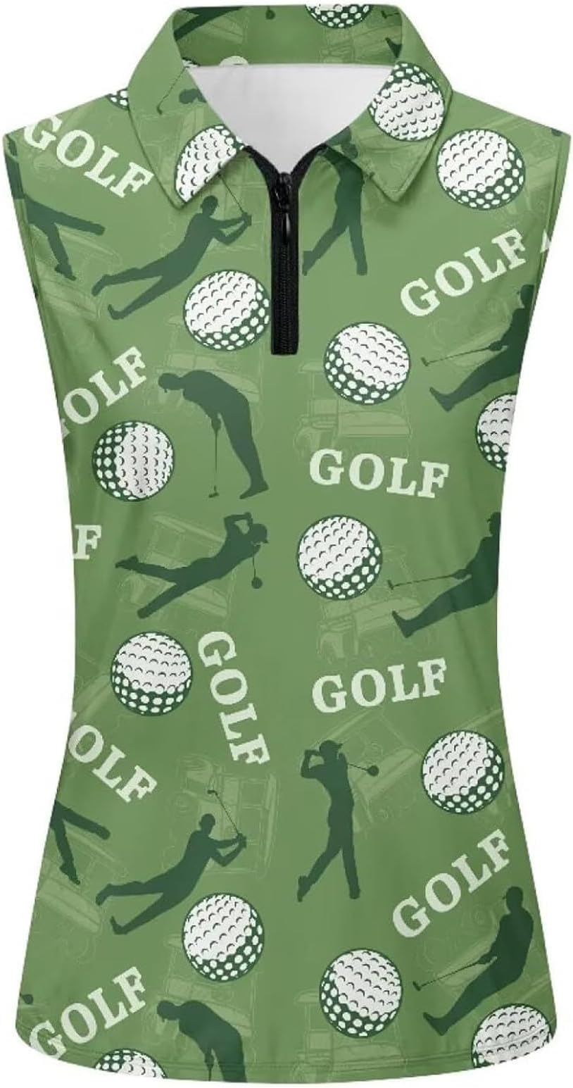 Women's Golf Shirts Sleeveless V Neck Tennis Tank Tops Racerback with Collar Quick Dry Athletic T Shirt #01