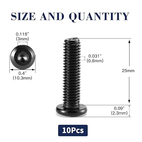 Miniatura 29 de 20 tornillos hexagonales de cabeza plana M6 x 1.575 in, acero inoxidable 304 18-8, rosca completa, óxido negro (con llave hexagonal)