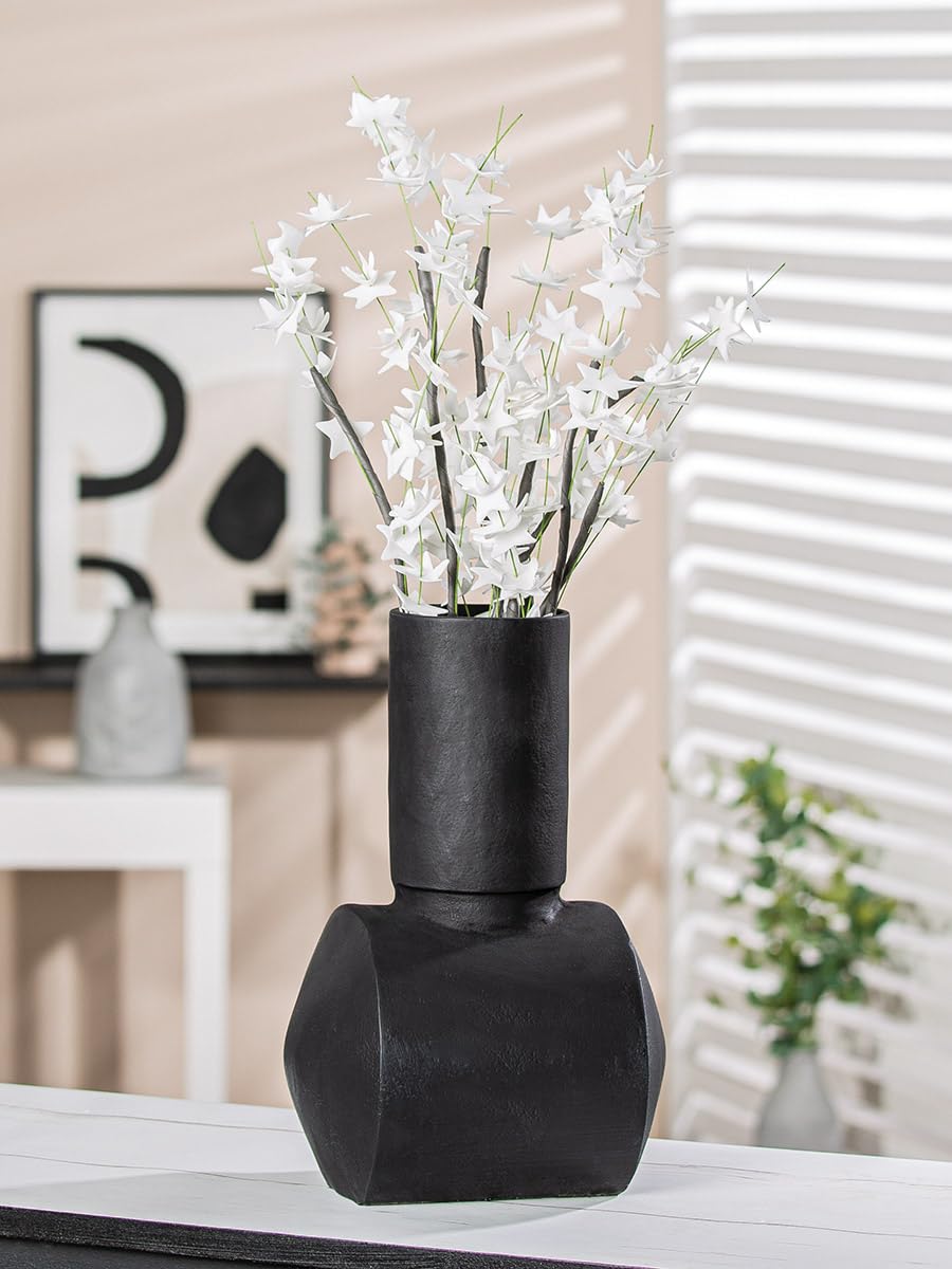Vase moderne Casablanca gris anthracite de 30 cm de hauteur pour herbe de la pampa