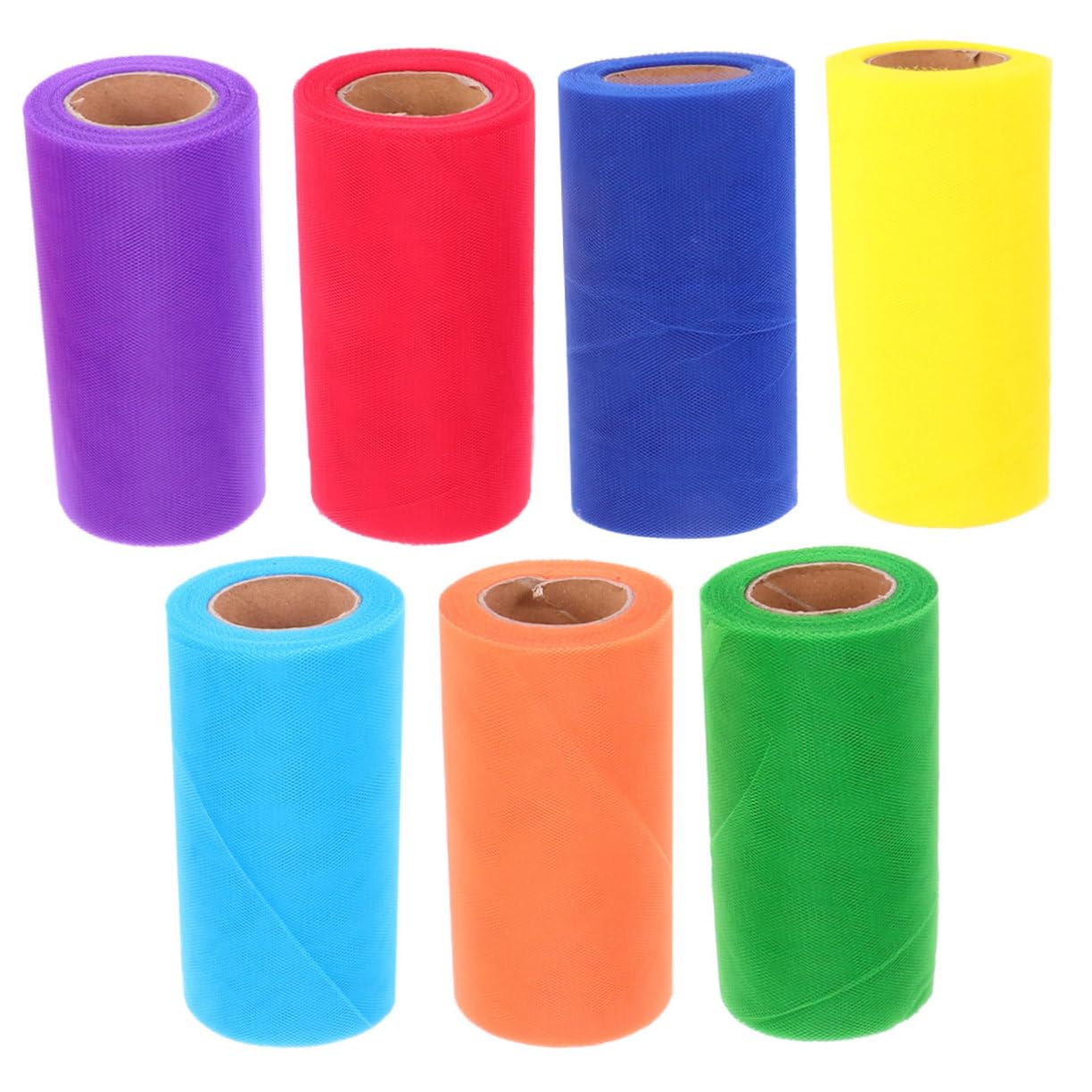 Rotolo di Tulle per Abiti da Sposa 7 Pezzi 15cm X 25 Yd | Poliestere, Uso Matrimonio e Banchetto, Pratico per Avvolgere e Creare Fiocchi, Stile Fashion