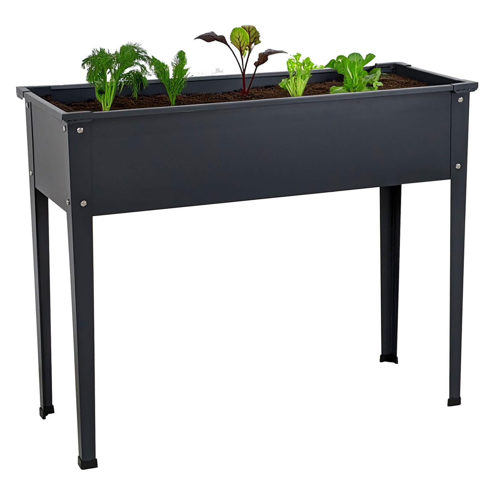 Hochbeet 85L Pflanzkasten 100 x 40 x 80cm mit Ablauf | Blumenkasten  Gemsebeet witterungsbestndig Metall verzinkt dunkelgrau: Amazon.de: Garten