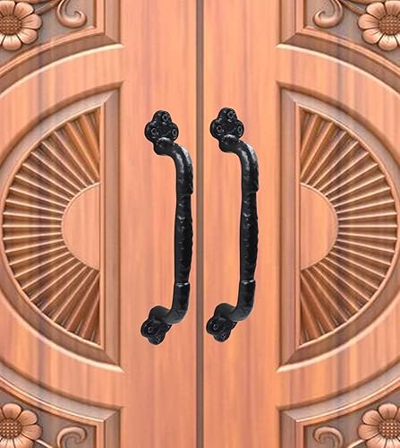 Miniatura 4 de The Metal Magician Manijas de puerta de granero de 9 pulgadas, paquete de 2, manijas decorativas para puerta de garaje, herrajes de diseño rústico