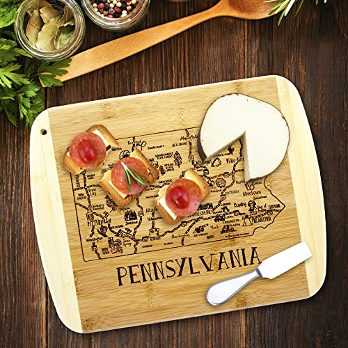 Image of Totally Bamboo A Slice of Life Pennsylvania Engraved Map Cutting Board