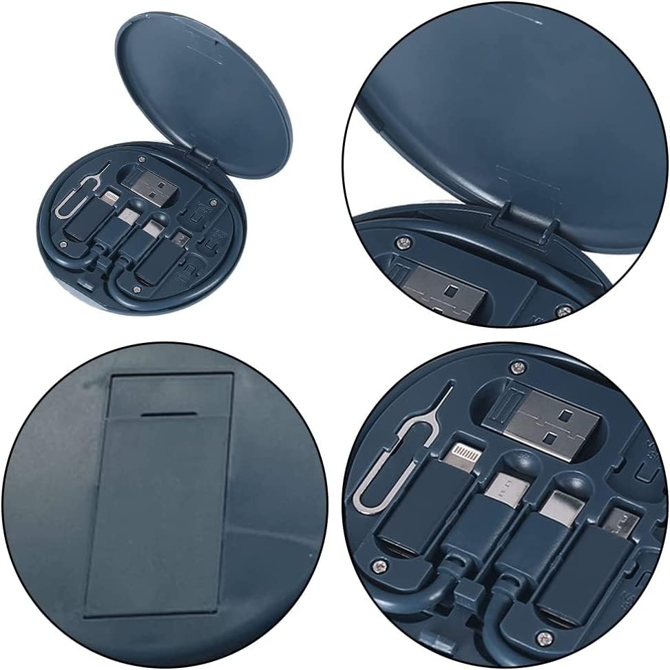 Miniatura 7 de Cabezal de conversión de cable de datos multifuncional, caja de almacenamiento portátil, convertidor de línea de carga multitipo, herramienta de