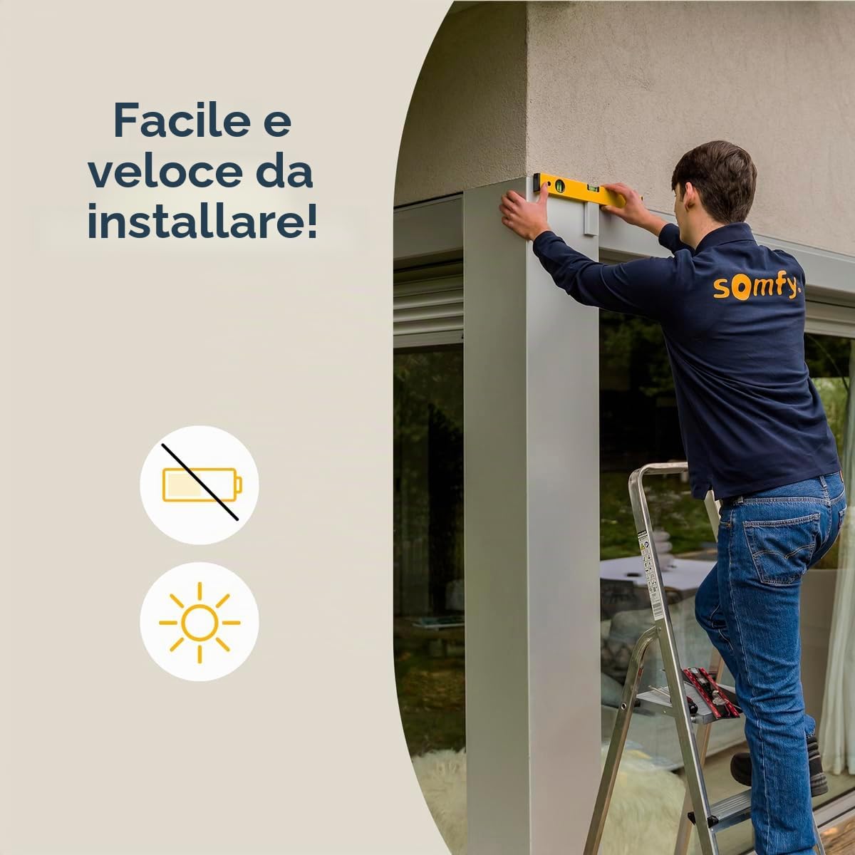Somfy 1871307 Suntéis io - Sensore di sole e temperatura esterna - Compatibile Tahoma Switch - Automatizza persiane, persiane e tutte le protezioni solari motorizzate compatibili