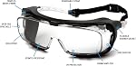 Pyramex Cappture Au-dessus des lunettes de sécurité d'ordonnance, clair H2MAX Lentille anti-brouillard avec joint d'échappement