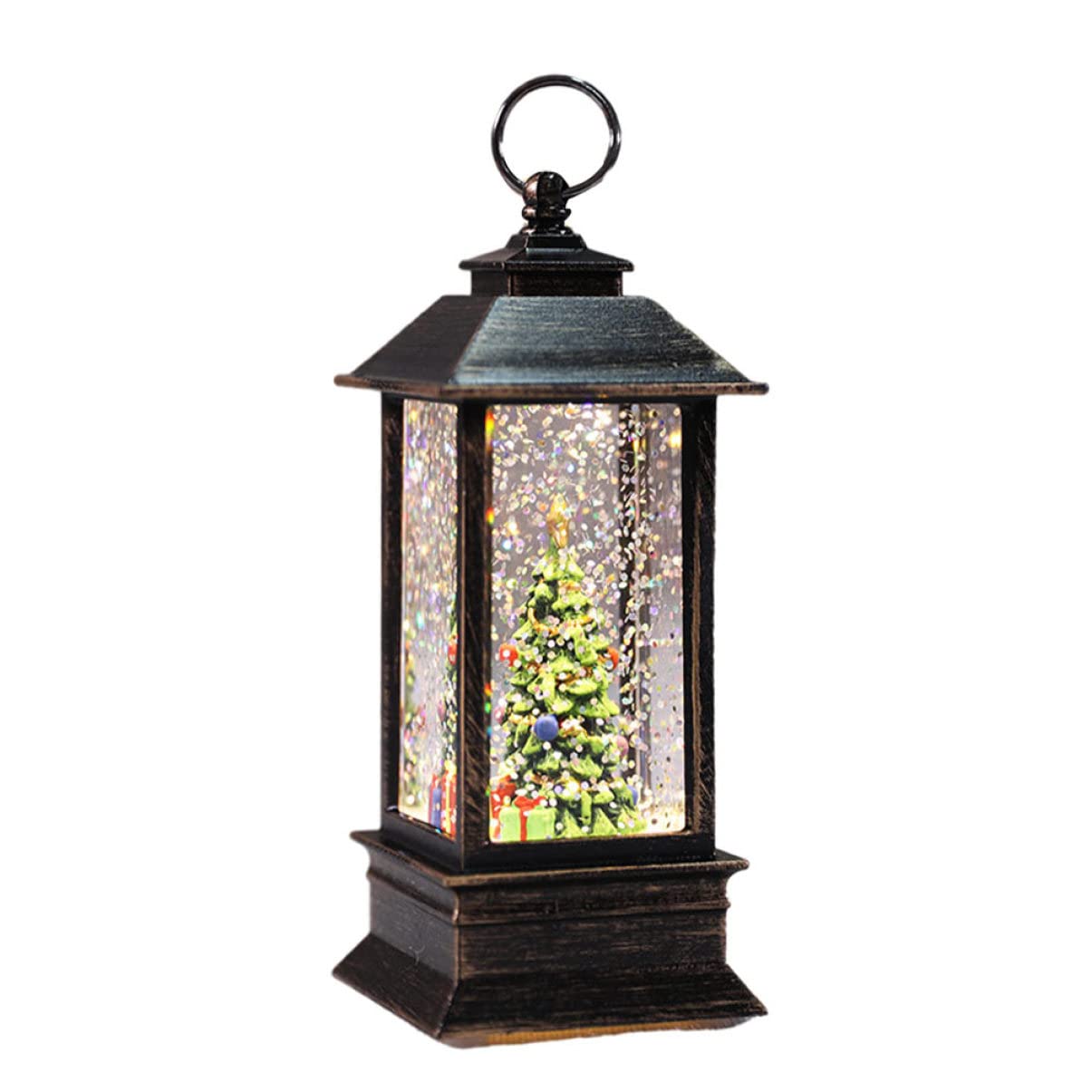 COOLHIYA1Pc Christmas Oil lamp Lighted Holiday Lantern Snowman Decor Home Luminous Ornament Xmas Christmas Candle Lantern Vintage Lantern lamp Musical Chandelier to Rotate Indoor Plastic