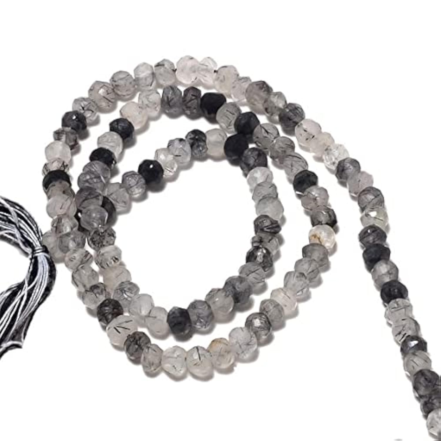 Perles fines sans défaut quartz rutilé noir 4mm LKBEADS lot de 5 rangs pour enfilage facile
