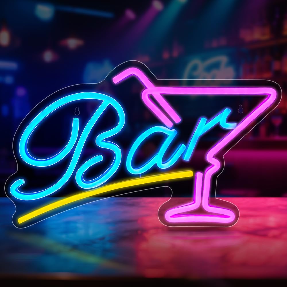DAJASD Bar Neon Schild, LED Leuchtreklame Bier Batterie oder USB Powered, LED Neonlicht Bars, Acryl Personalisiert Bier Neon Schild für Bar Zubehör Clubs Nachtclub Restaurants Festival Party Sign