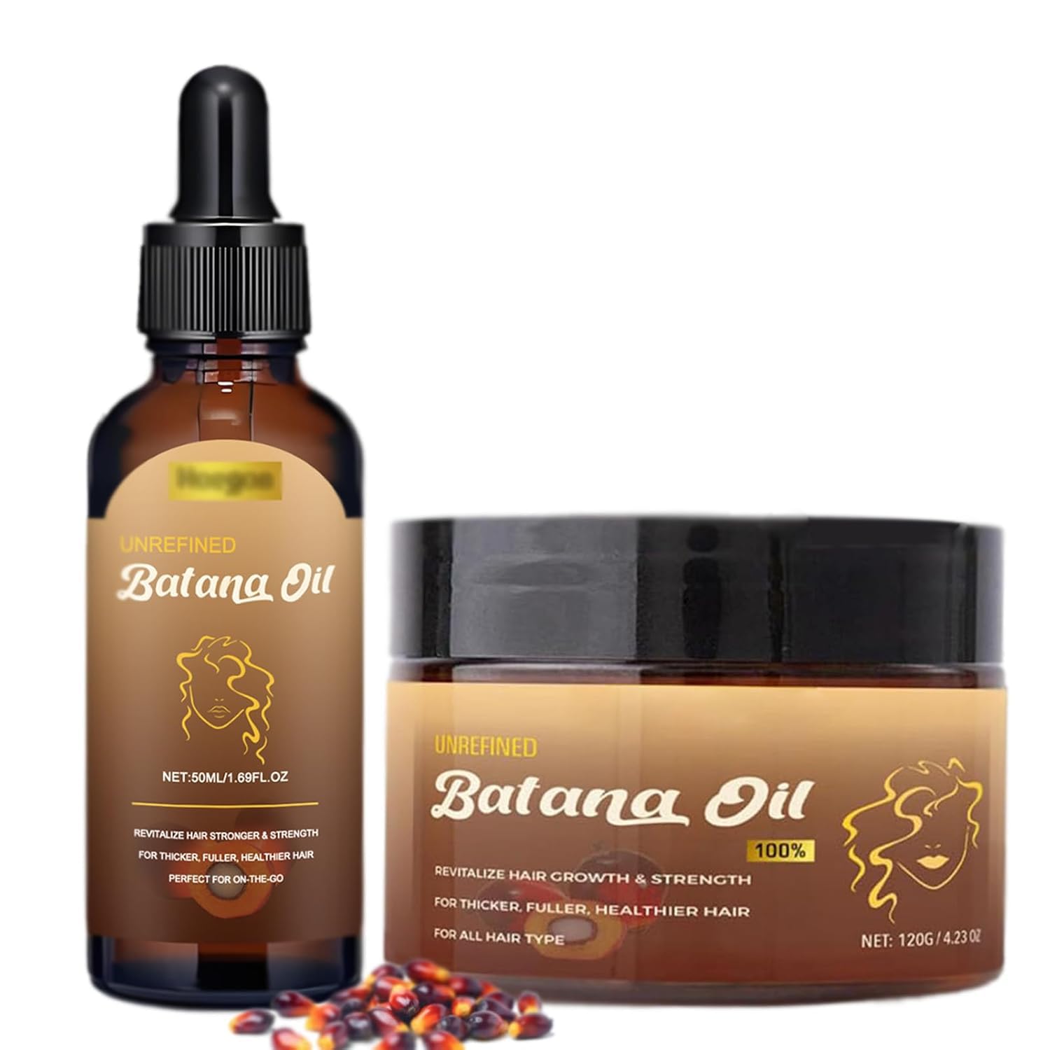 Botana Oil Hair Growth, Batana Oil for Hair Growth Vital, Raw Batana Paste, 100% Pure Natural Botana Hair Mask from Honduras, Nourishes Damaged Hair, Prevents Hair Loss (1pc+1pc)