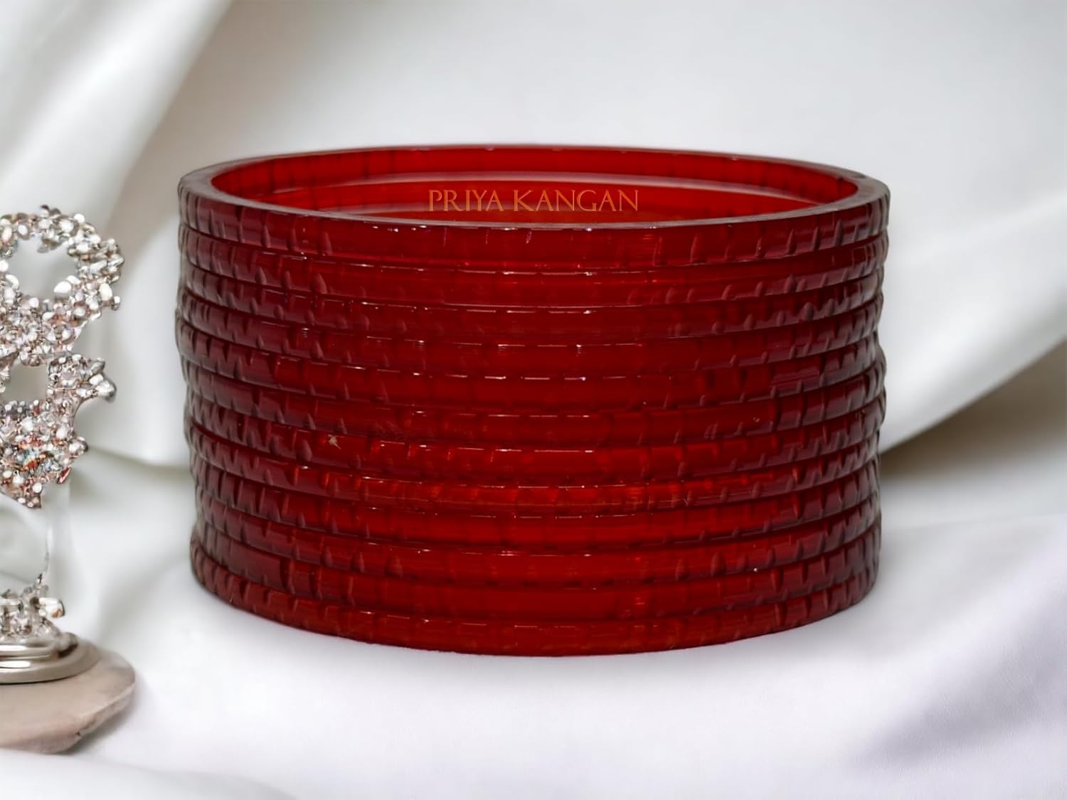 Exotic Plain/Simple Glass Bangle Shiny suitable for all occasion. Latest Indian Traditional Kaach Chudi/Bangles (Pack of 48 Bangles) (Self Cutting Red, 2.60 (Medium))