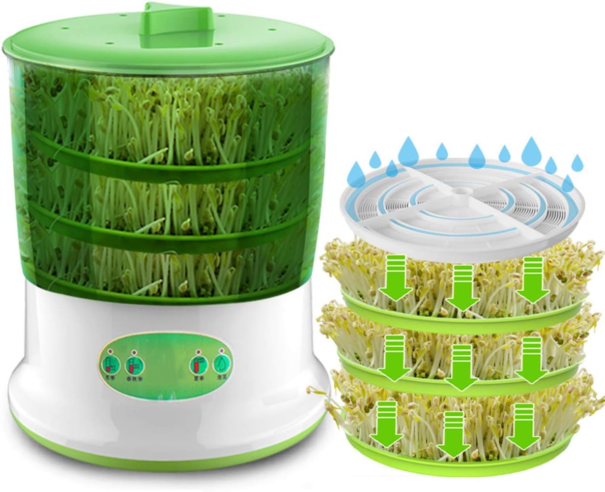 LTLWSH Germinador,Bandejas de Semillas eléctrico, Bandeja Brotar de Semillas de Doble Capa de Hidropónica Bandeja de Germinación para Semillas,3 Layer