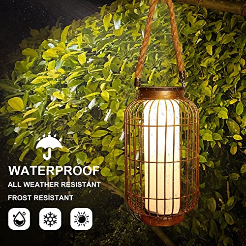 Pearlstar Large Solar Powered Lantern Outdoor-Heavy Duty Metal Hanging Lights Decorative Solar Table Lamp Waterproof For Outside Patio Yard Garden Porch Tabletop Decor thumb #3