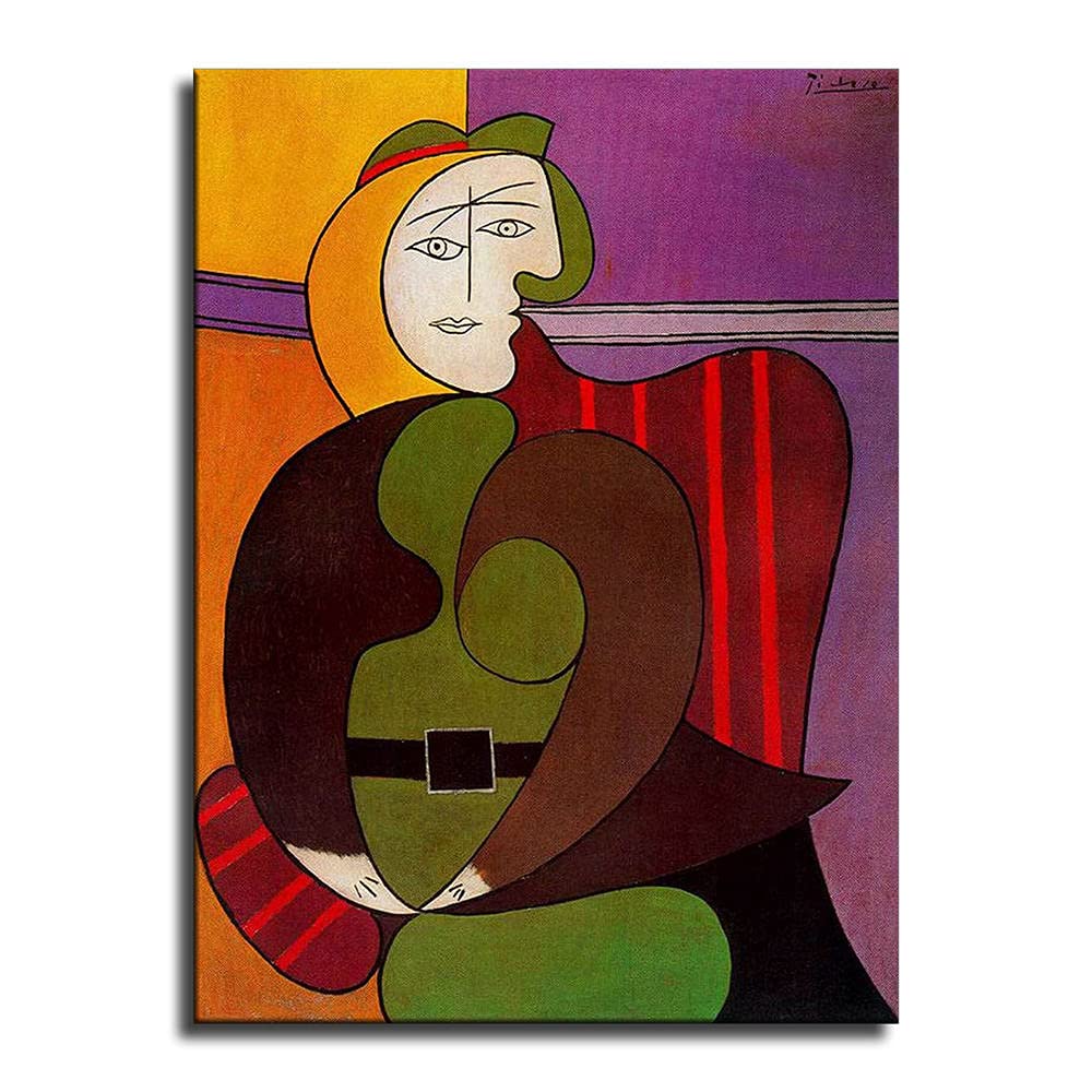 Pablo Picasso Painting Portrait of Young Girl Picture Print Canvas Wall Art Home Room Decor Mural -68 (20x27inch-Framed)