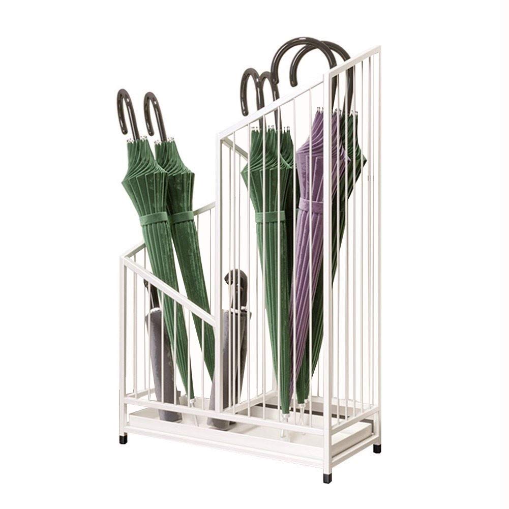 Porte-Parapluie en Fer Forgé Blanc au Design Creux Architectural et Finition Premium