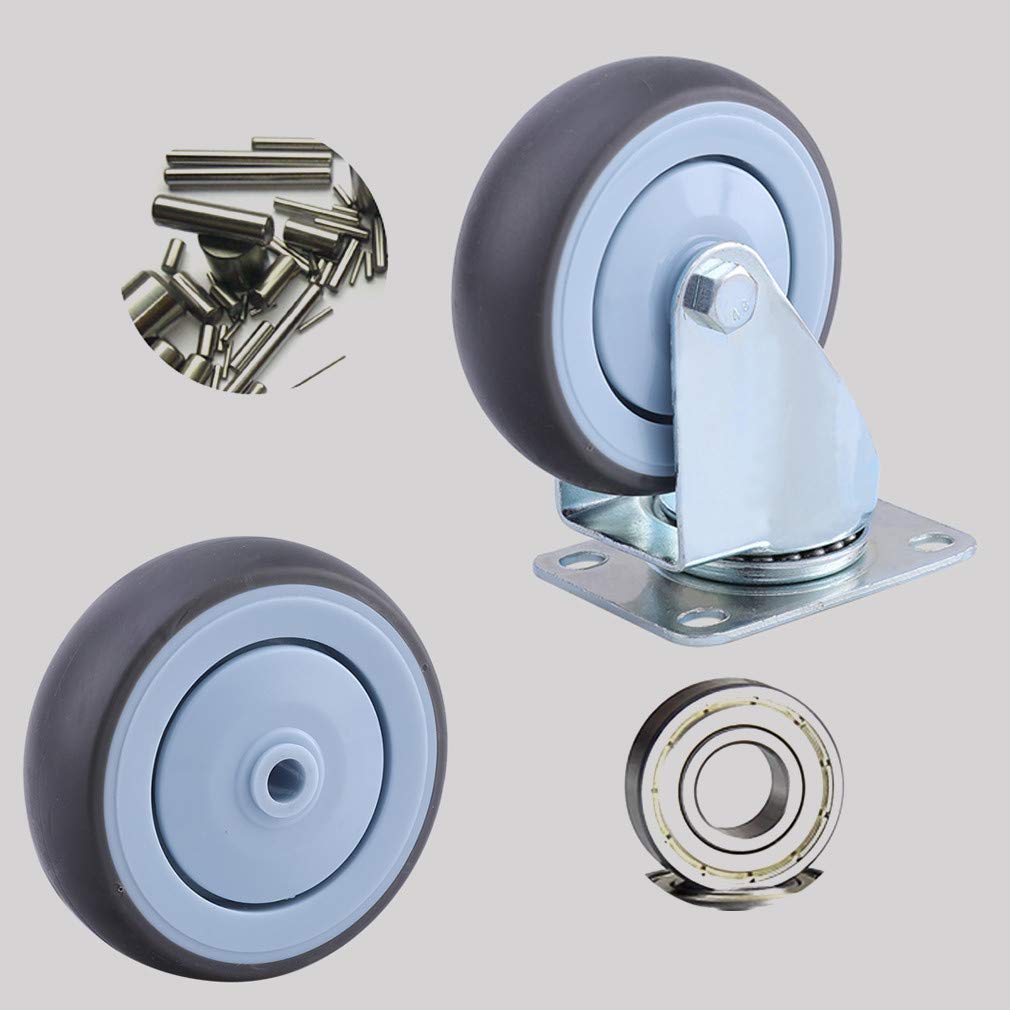 4 X Roulettes Pivotantes Et Frein Caoutchouc Noir Diamètre 100 Mm