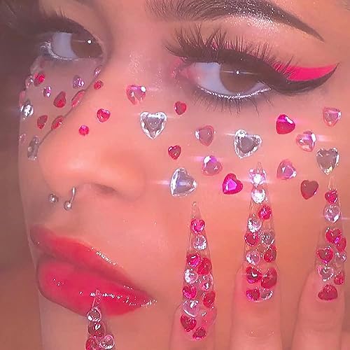 Miniatura 5 de 436 calcomanías de diamantes de imitación de corazón, calcomanías acrílicas de corazón con parte trasera plana, calcomanías de cristal de corazón