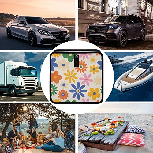 Image of Daisy Flowers Car Trash Can, Foldable Hanging Car Trash Bag, Colorful Floral Small Waterproof Car Accessories Garbage Bin (g300193671p857c913s2021)