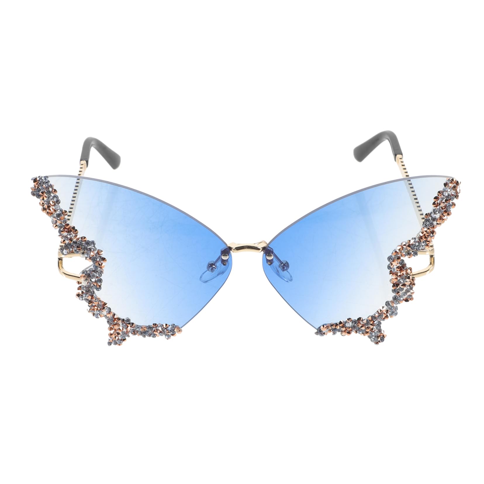 4paia Occhiali Da Sole Senza Montatura Forma Di Farfalla Con Strass Occhiali Funky Per Feste Spiaggia e Fotografi Protezione Uv e Design Accattivante Per Eventi e Vita Quotidiana