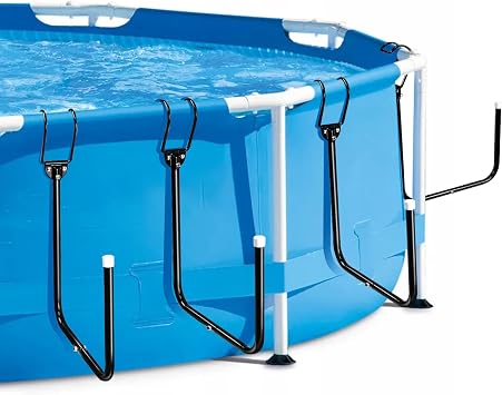 4 Pack Solar Pool Cover Holder, Adjustable Solar Cover Hooks Keep Solar Cover Off The Ground, U-Shape Iron Tube Set, Fits Framed Above Ground PoolsBlack