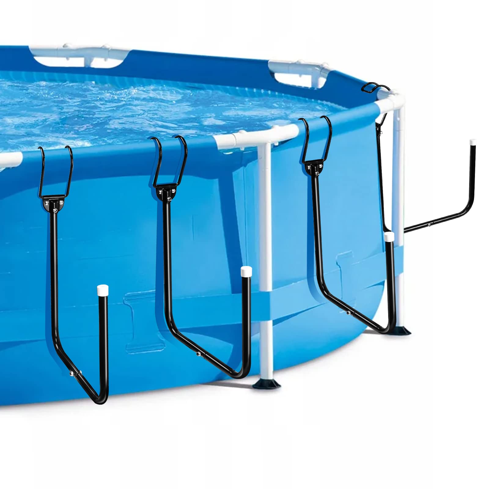 4 Pack Solar Pool Cover Holder,Solar Cover Hooks for Above Ground Pool,Keep Solar Cover Off The Ground,U-Shaped Tube Set.(Black)