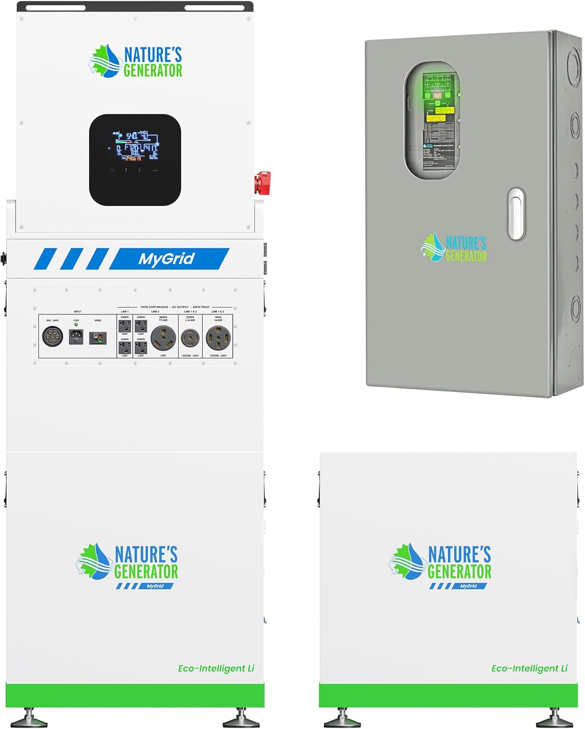 Nature’s Generator Mygrid Lithium 10K Solar Generator with 10496Wh Battery and 50A Automatic Transfer Switch