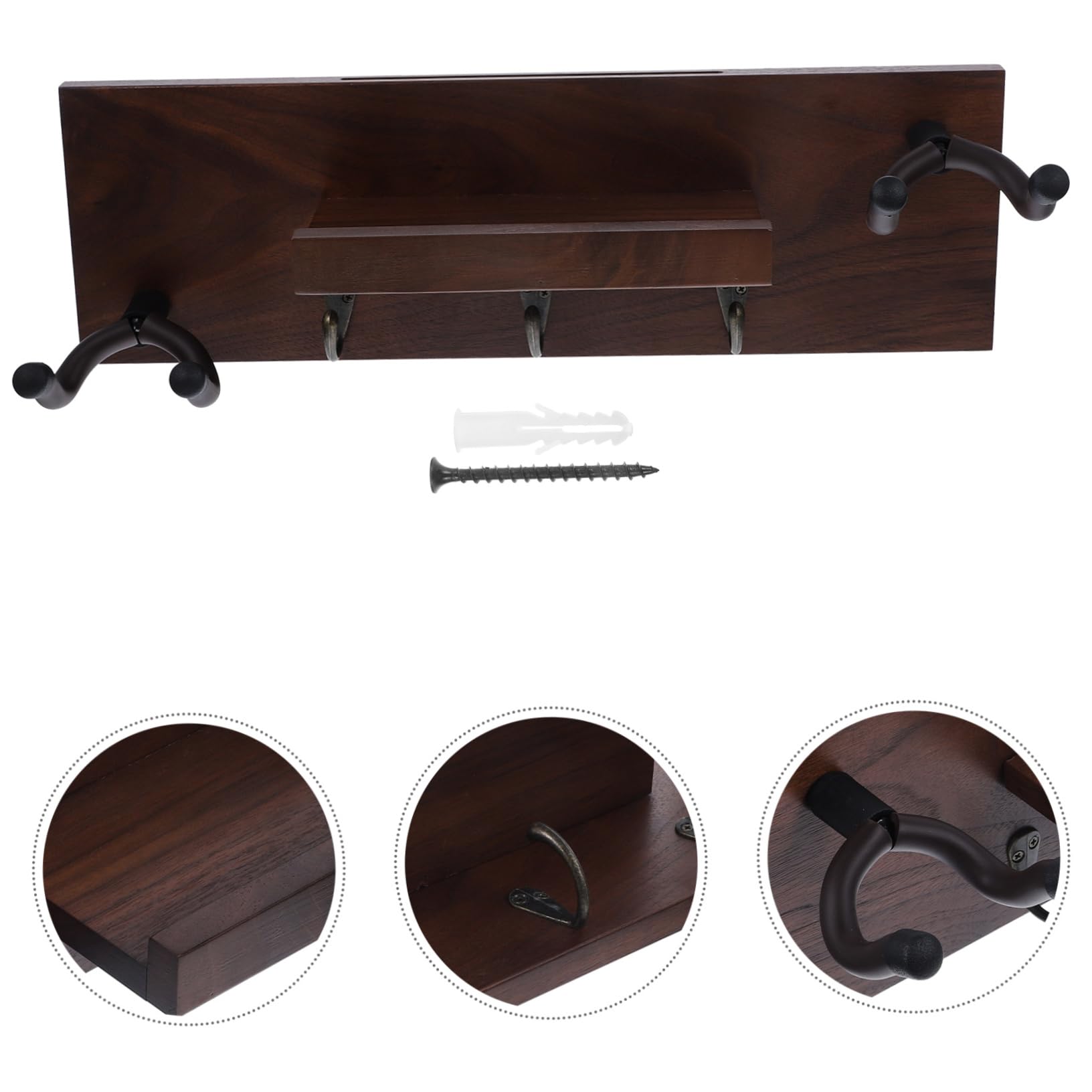 Abaodam Supporto da Parete per Chitarra, Gancio 4 in 1 per Chitarre Elettriche e Acustiche, Legno e Metallo, Stabile