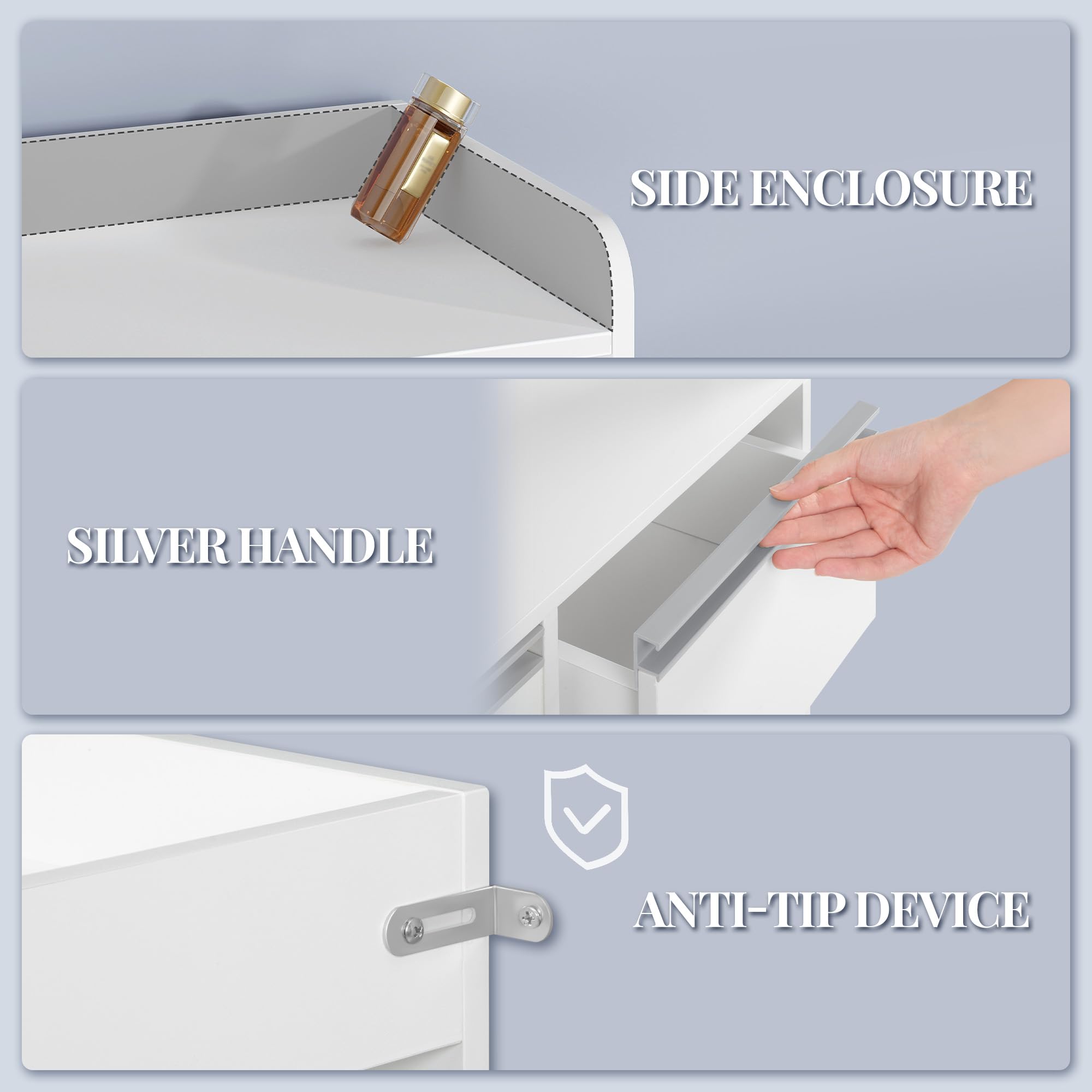 HEXCELEN Mobile da Bagno, Armadietto Autoportante, con 4 Cassetto e Ripiano Regolabile, Armadietto da Salvaspazio con Cassetto Spazioso, per Bagno, Soggiorno, Corridoio, Bianco, 30 x 80 x 110 cm