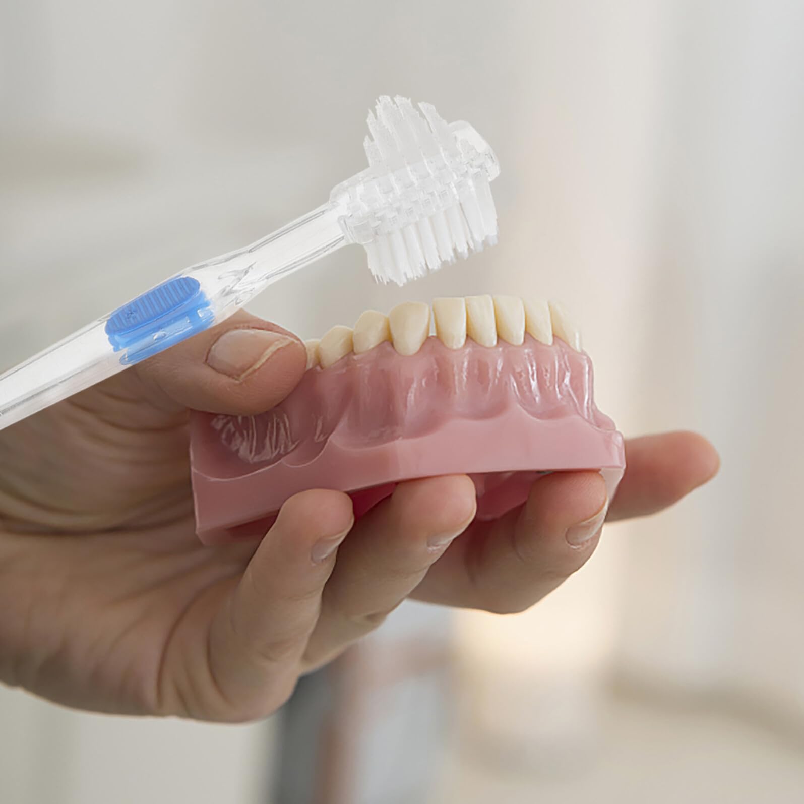 Cepillo de Dientes para Dentaduras Postizas Pequeño de Doble Cabezal, 8 Unidades, Cerdas Delicadas para Limpieza Profunda y Cuidado Bucal Diario de Personas Mayores