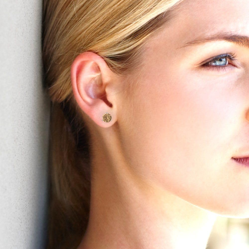 14K White Gold Simulated Champagne Diamond Stud Earrings with Screw back - Hypoallergenic, 1 cttw - Minimalist Women's Fine Jewelry - Image 5