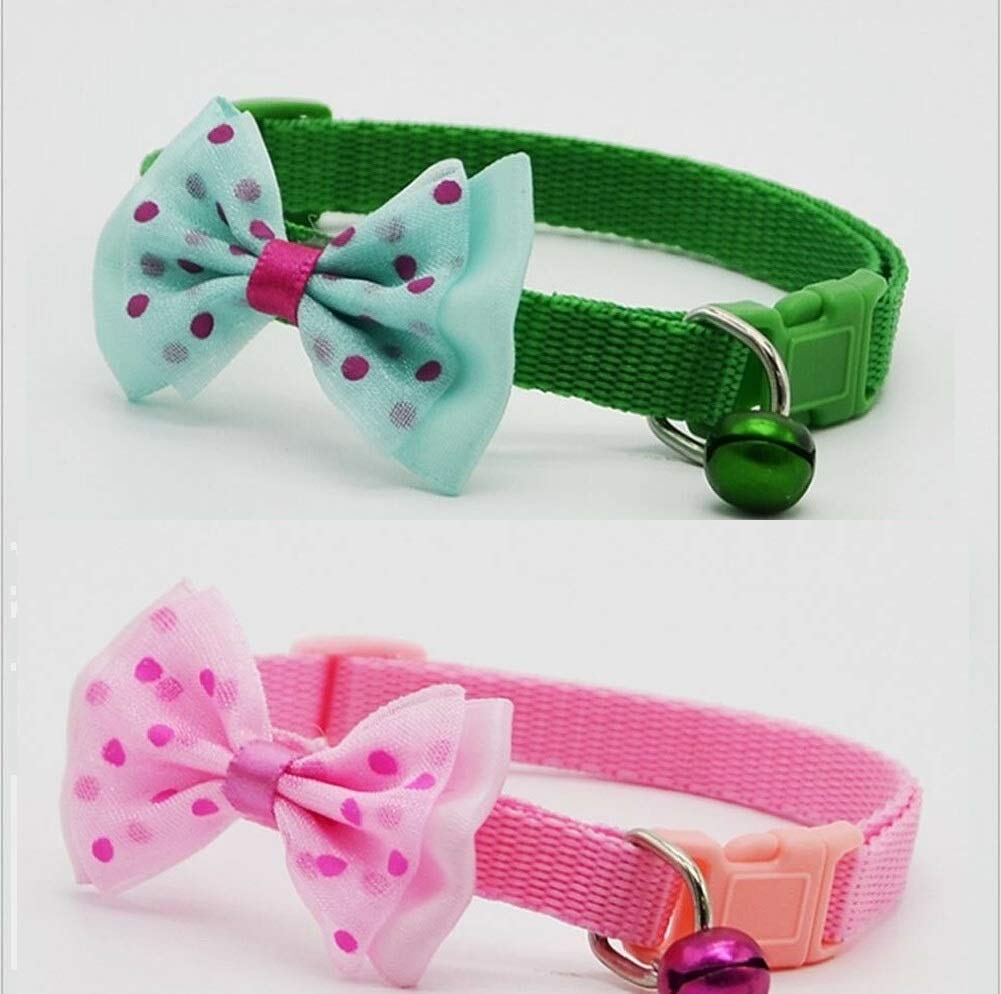 THE DDS STORE Adjustable Reflective Nylon Cat Safety Collar With For Cat Dog Bell Kitten, 100x100x10 mm (Pack Of 2) Color May Vary