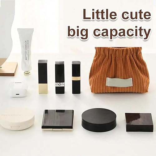 Miniatura 4 de Organizador elástico de pana para corbatas de pelo, bolsa de maquillaje, bolsa de maquillaje de pana con cremallera grande para bolso, organizador