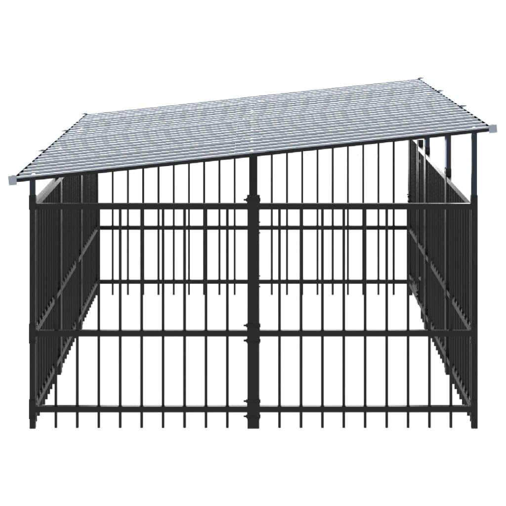 vidaXL Chenil d'Extérieur avec Toit pour Chiens Acier 5,63 m² Cage Enclos